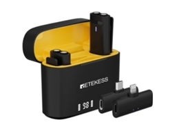 Microfone de lapela sem fio Retekess TG103, plug and play, redução de ruído inteligente DSP, 7H, para dispositivos móveis (2TX2RX)