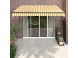 Vidaxl Toldo Retrátil 3,5x2,5 M Tecido E Alumínio Amarelo E Branco