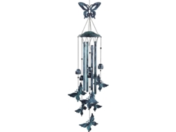 Campanilla De Viento Exterior Con 4 Tubos De Aluminio Y Mariposa - Campanilla Colgante Con Gancho S Para Jardín Y Terraza