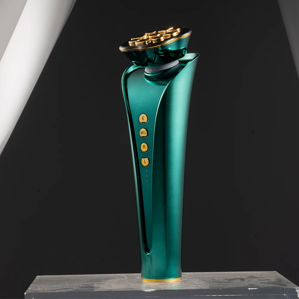 (verde) Aparelho de beleza com rolo massageador facial rotativo para massagem e esfoliação da pele