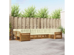 Vidaxl Conjunto De Sofás Para Exterior 7 Unid. Natural E Creme