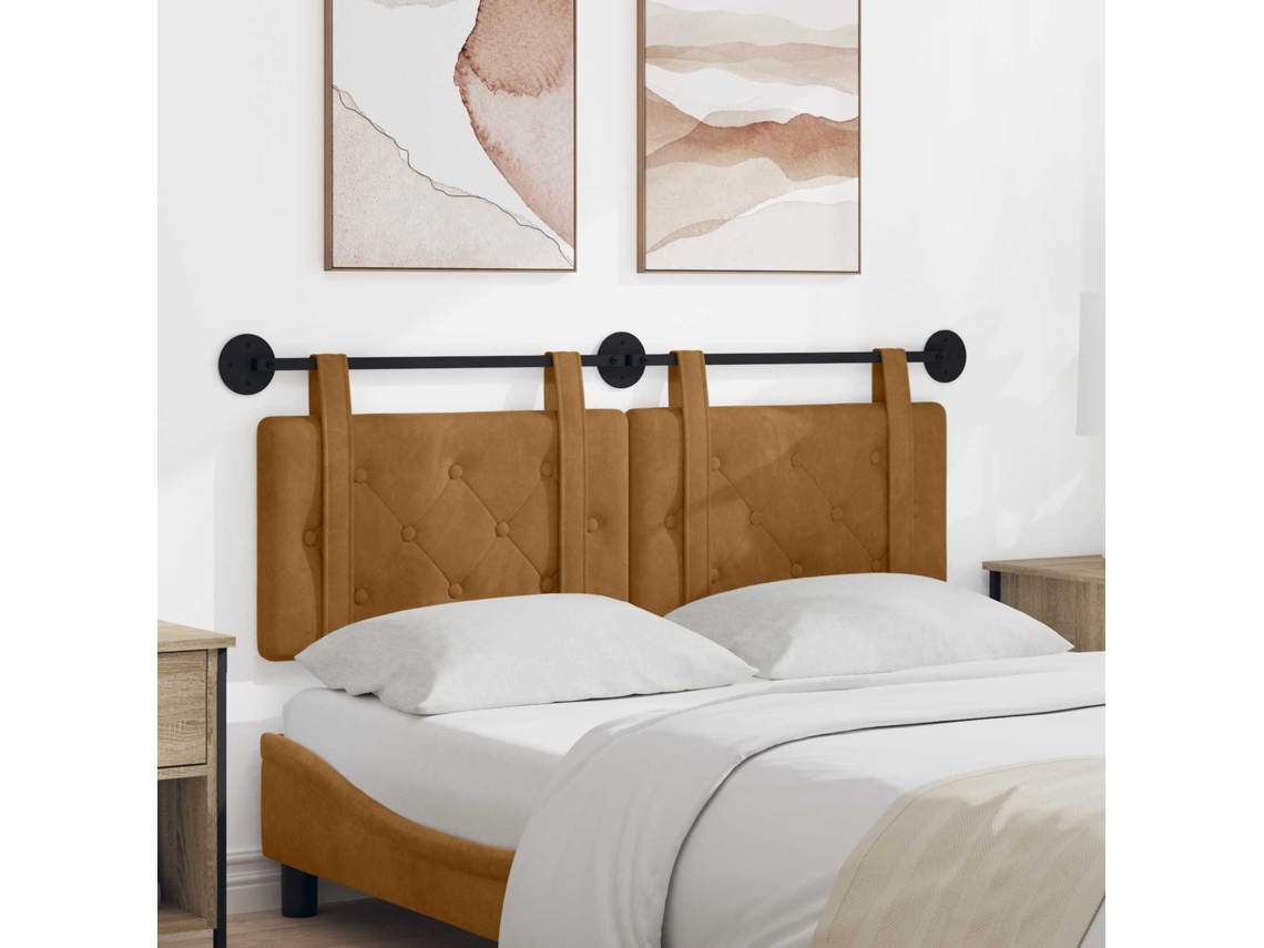 Vidaxl Cabeceira Suspensa Castanho Veludo