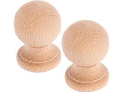 Inoomp Tampas Esféricas de Madeira para Postes, 2 Peças, 6cm de Diâmetro, Madeira Maciça, Sem Pintura, para Decoração CHABERLU