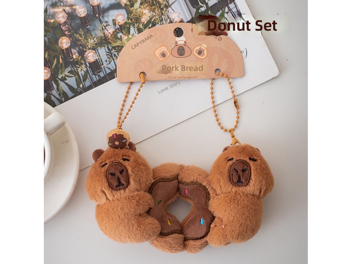 Série Padaria Capivara Pingente de Pelúcia para Mochila, Brinquedo Fofo CHABERLU (par de Pães)