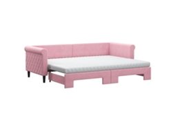Sofá-cama com gavetão VIDAXL Cor-de-rosa Veludo (80x200 cm)