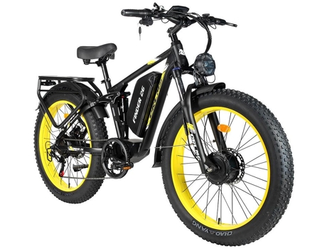 Bicicleta Elétrica Orlms Finder 26 2x1000w 62km/h 110km Alcance Freios A Disco Hidráulicos Suspensão Dianteira Garfo Amortecedor Traseiro Amarelo