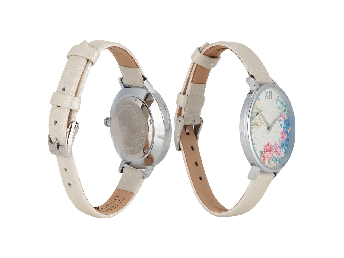 Relógio Feminino de Moda com Pulseira de Couro Pu Relógio de Quartzo Branco À Prova D'água