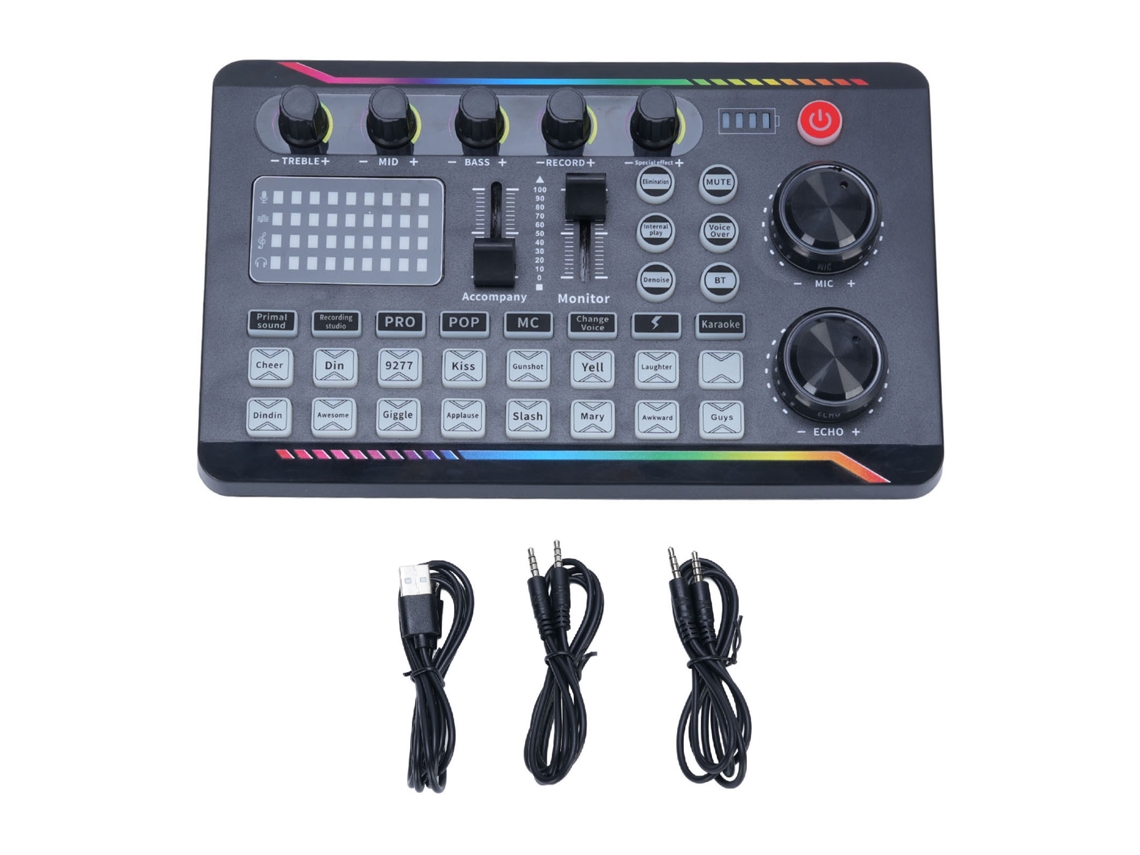 PLACA de som para live sound mixer, com efeitos de voz e efeitos sonoros, para karaokê, streaming, gravação, gaming, podcast | S/MARCA