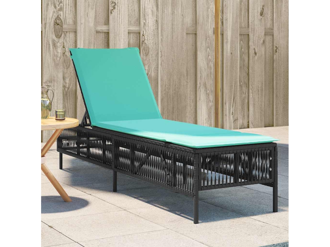 Vidaxl Espreguiçadeira Com Almofada Em Rattan Sintético Preto