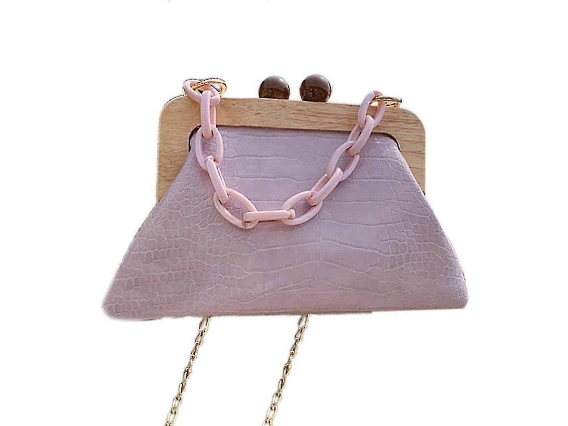 Bolsa De Ombro Com Corrente E Padrão De Pedra Exclusivo, Bolsa Transversal Feminina, Rosa