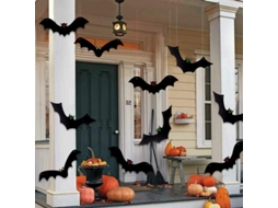 12 morcegos de Halloween Nova Line, pendurados, olhos brilhantes, decoração de festa ao ar livre | S/MARCA