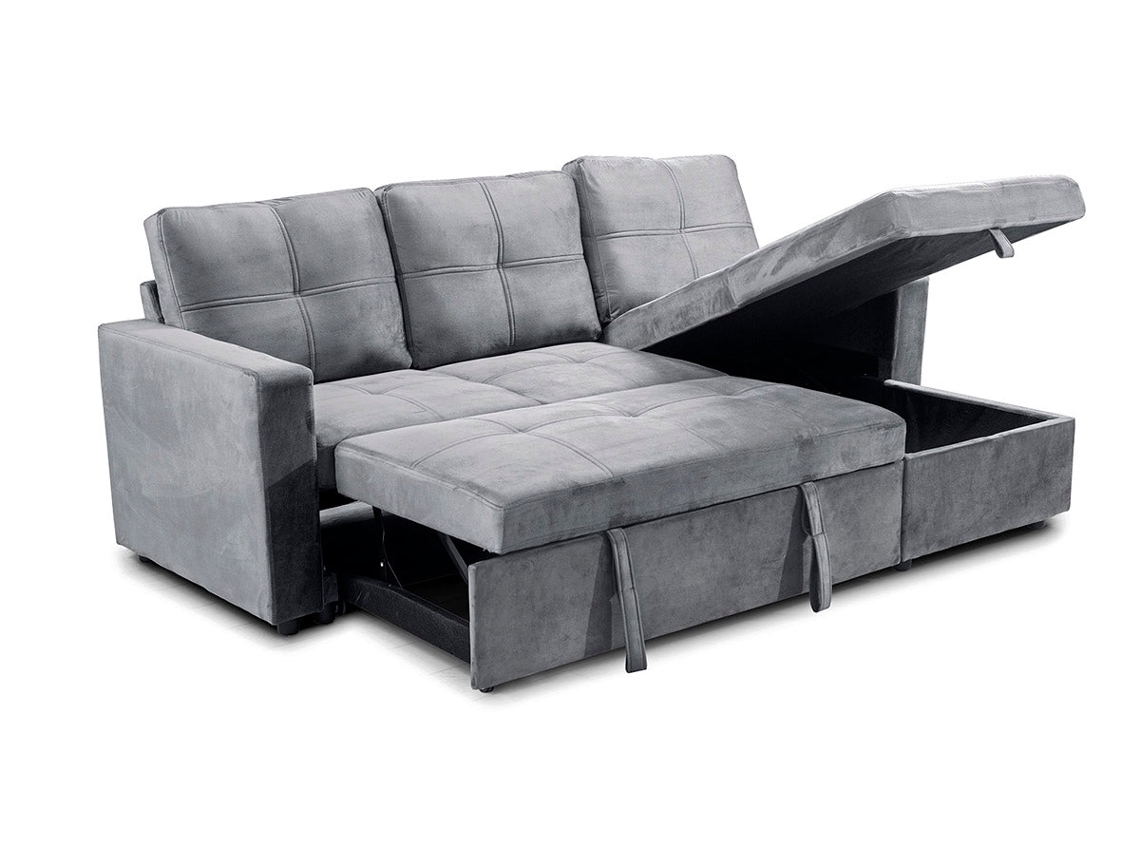 Sofá-Cama Chaise Longue Pau 215Cm Cinza (215x85x135 cm)
