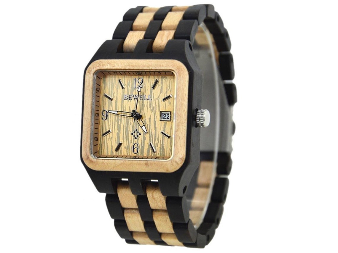 Reloj De Pino Sandalwood Analógico Con Calendario Movimiento De Cuarzo