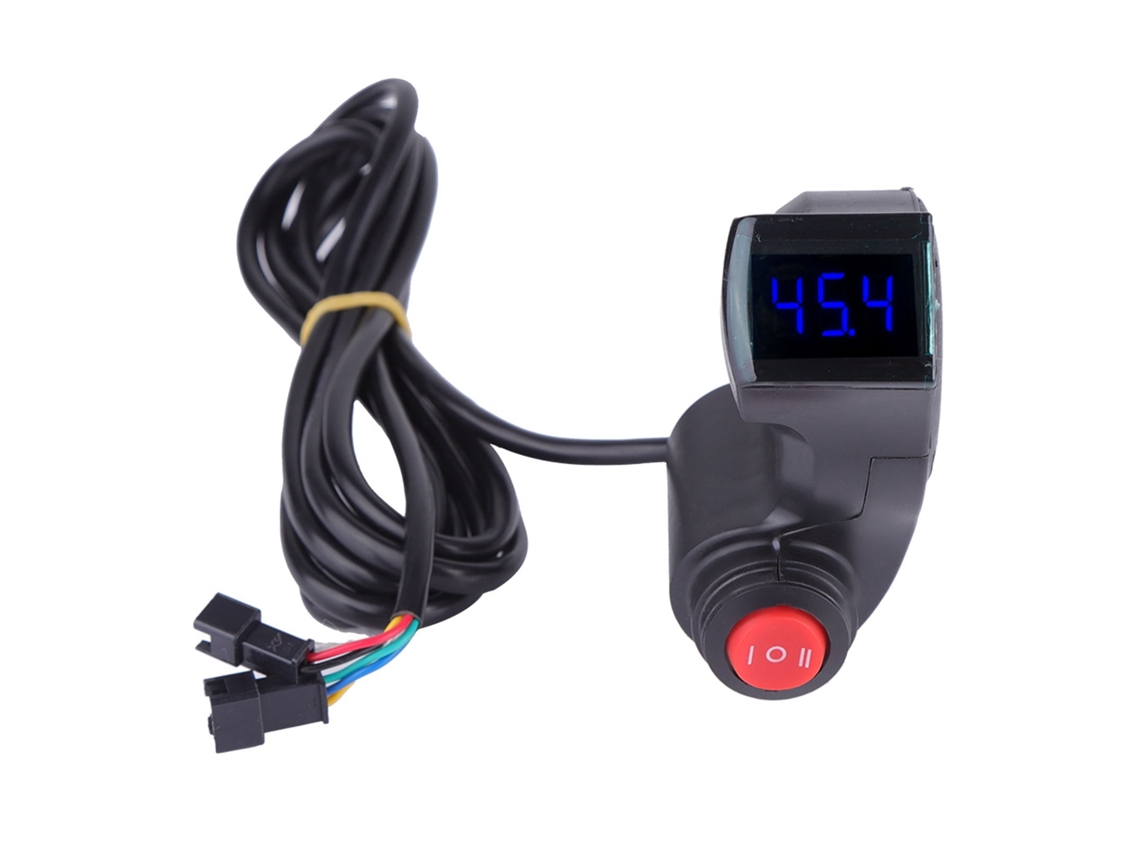 Voltagem De Polegar Com Tela Lcd Digital De Tensão Da Bateria E Interruptor De 3 Velocidades Para Bicicleta