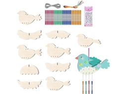 Kit de Sino de Vento 3d com Pássaros Kit de Artesanato em Madeira "faça Você Mesmo", Pintura e Montagem, Ornamento CHABERLU