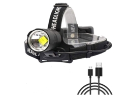 Lanterna de Cabeça 10000 Lúmens Xhp70 Farol Super Brilhante 3 Modos Ipx4 À Prova D'Água Led Usb Recarregável Preta Bisbisous VIGA EUROPE