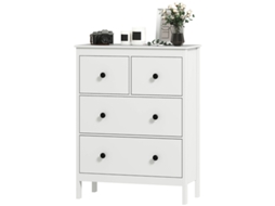 Cómoda 4 Gavetas Branco Madeira Quarto Sala Moderno VOLTEDGE