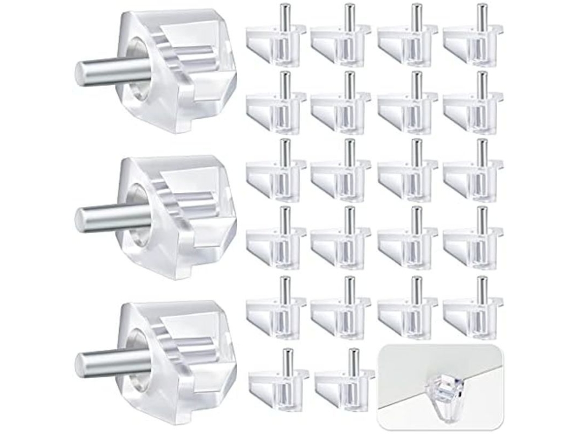 Suportes para prateleiras de plástico transparente de 3mm ou 1/8 polegada, 100 peças S/MARCA