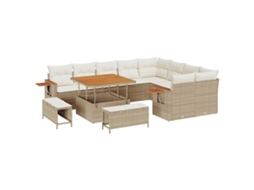 Conjunto 12 Conjunto De Sofá De Jardim Vidaxl Bege Vime Pe (100 X 100 X 71 Cm)