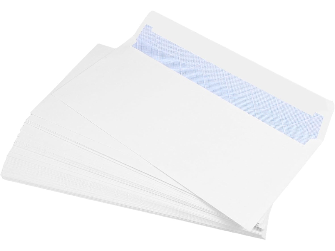 Envelopes Brancos Elegantes, 50 Unidades, Autoadesivos