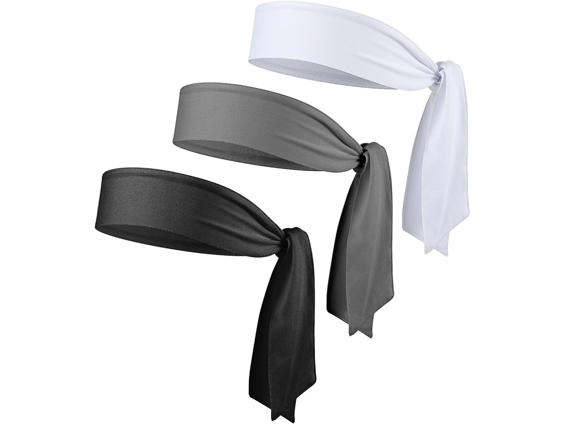 Diademas - Paquete De 3 - Banda Elástica Para El Sudor - Banda Para La Frente - Ajustable - Blanco/gris/negro