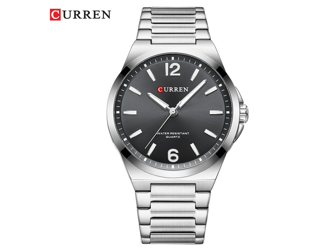 Relógio MDUG Masculino de Quartzo, Elegante, À Prova D'água, Pulseira de Aço, Mostrador Preto