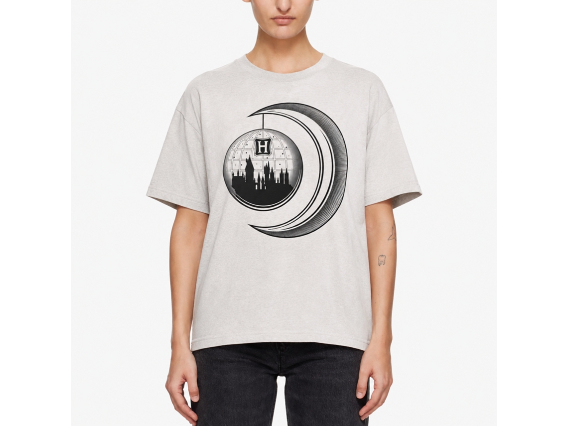 Rockinstone Harry Potter Hogwarts Moon Castle White T-shirt Size:m
