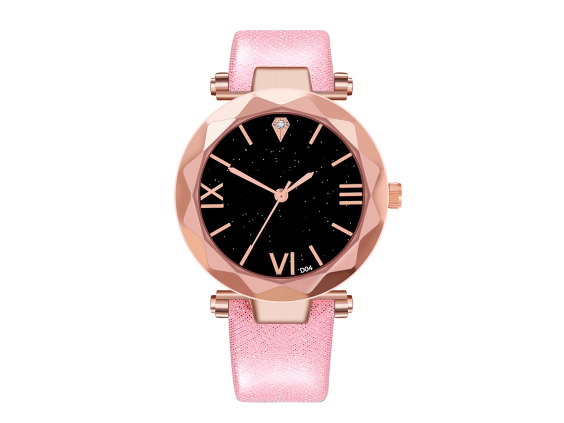 Relógio de pulso unissex Zhoulianfa com pulseira de couro PU rosa, ideal para casais e estudantes.