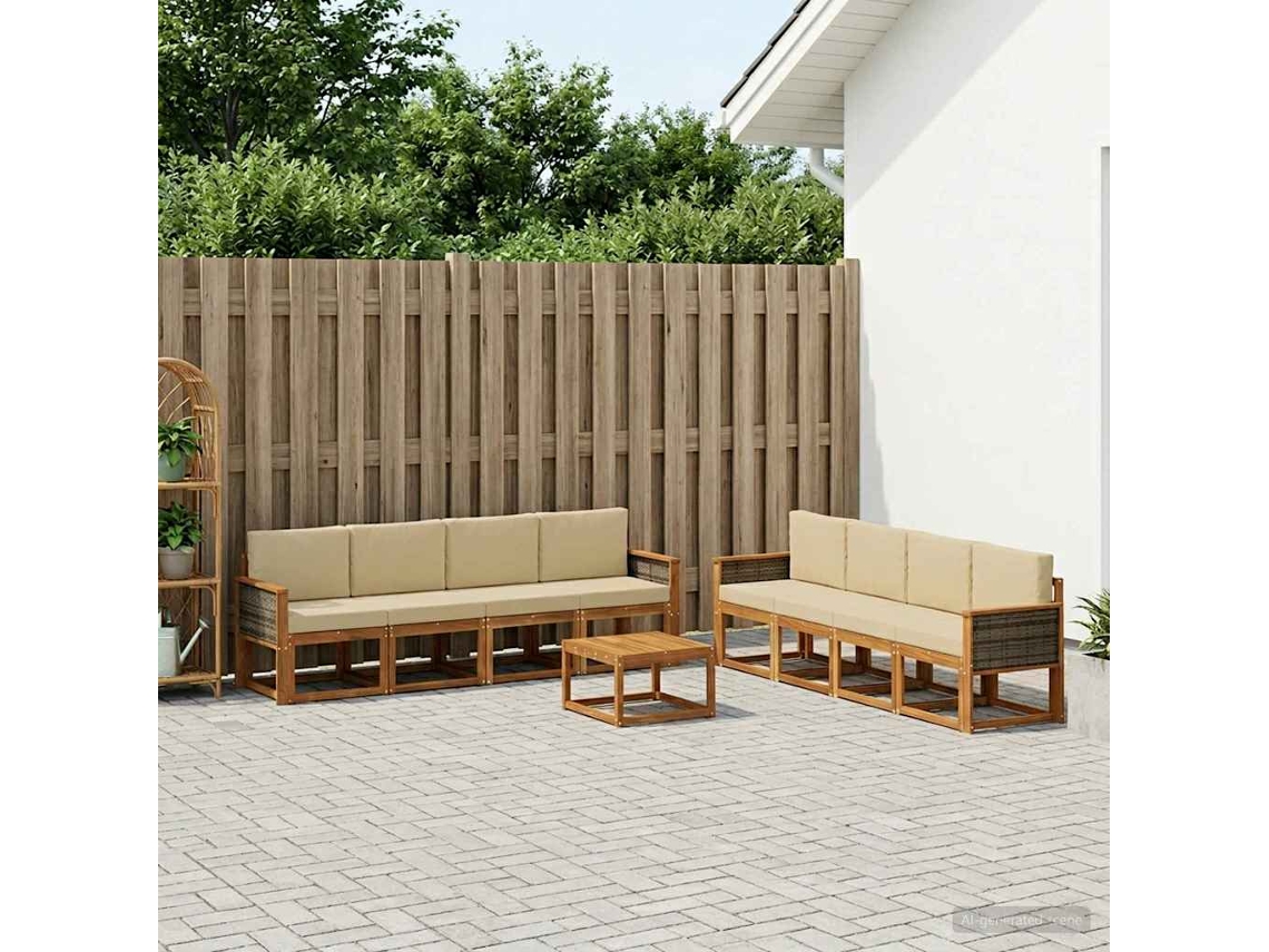 Vidaxl Conjunto De Sofás Para Exterior 9 Unid. Natural E Bege