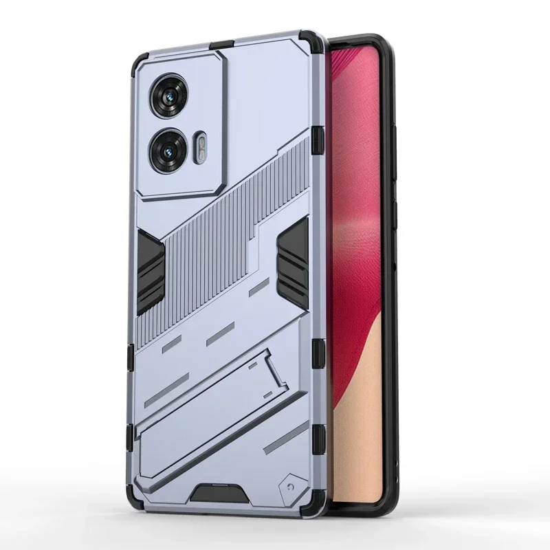Capa Para Celular (cinza, Motorola Moto E14) Com Suporte, Capa Traseira Rígida De Policarbonato À Prova De Choque.