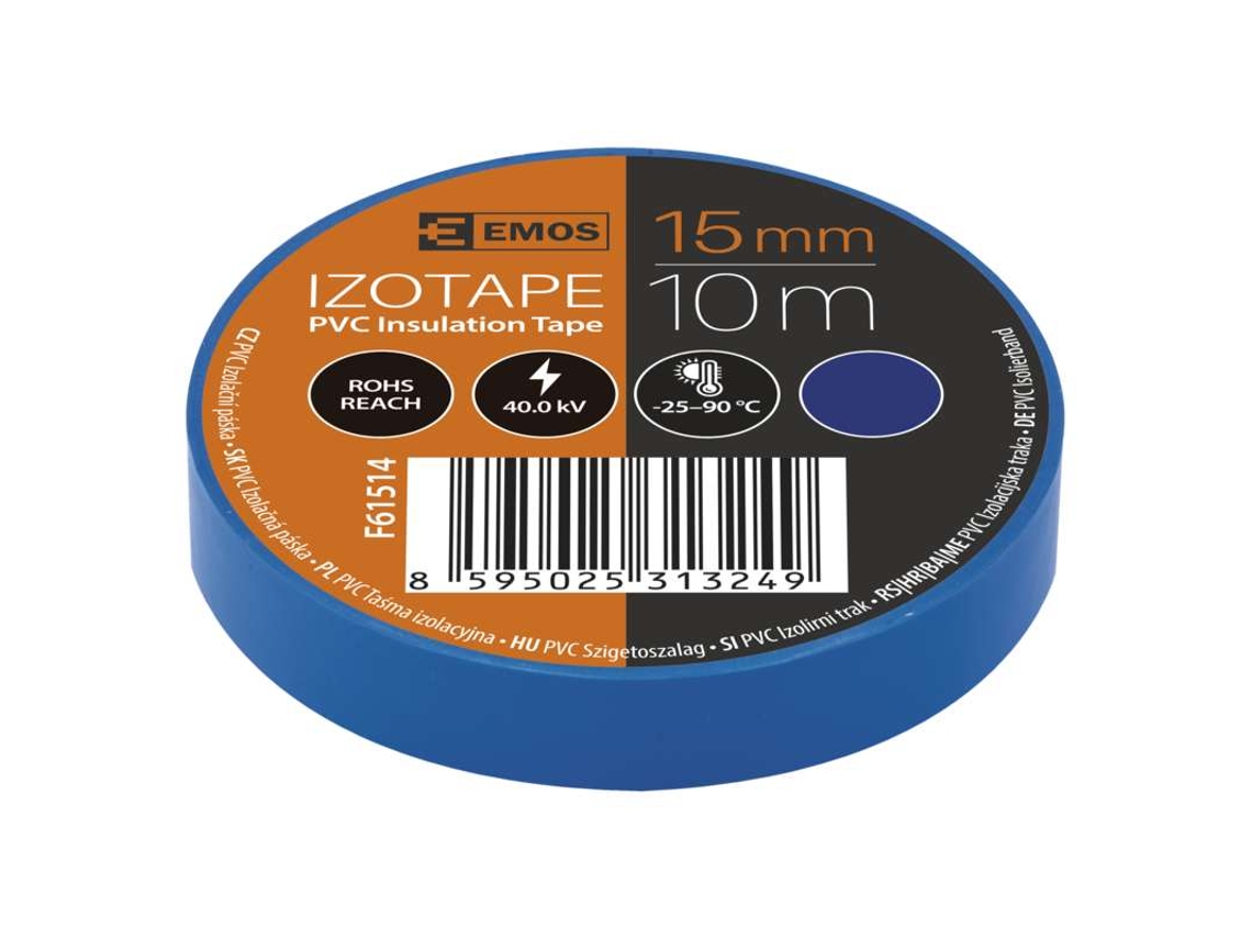 EMOS 10 Rolos de Fita Isolante de Pvc 15 mm / 10M Azul