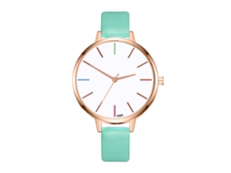 Relógio de Pulso Feminino Zhoulianfa de Quartzo com Pulseira de Couro Pu Estilo Simples (menta)