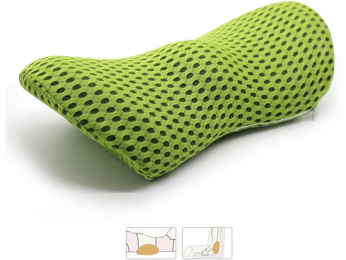Lurelia Almofada Lombar Para Cadeira E Carro Ergonómico Respirável Memória Verde