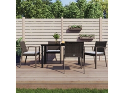 Vidaxl 5 Pcs Conjunto De Jantar P/ Jardim C/ Almofadões Vime Pe E Aço