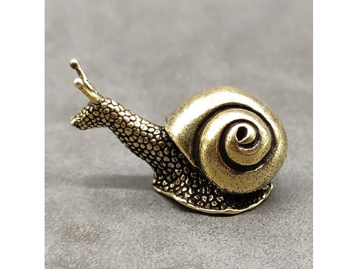 Estátua Mini Caracol de Cobre Puro para Decoração de Mesa Latão | S/MARCA