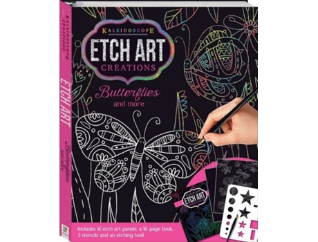 Livro kaleidoscope etch art creations: butterflies and more de hinkler pty ltd (inglês)