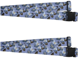 Conjunto De 2 Cintas Bagagem Luxo Com Borboleta Azul Identificador Mala Viagem