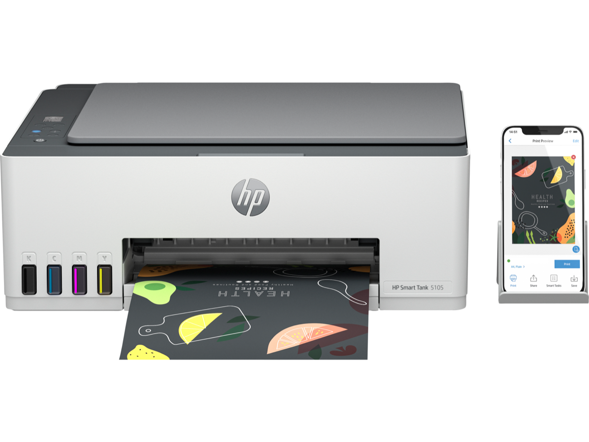 Impressora HP Smart Tank 5105 Reservatório de Tinta de Elevada Capacidade  (Multifunções - Jato de Tinta - Wi-Fi) | Worten.pt