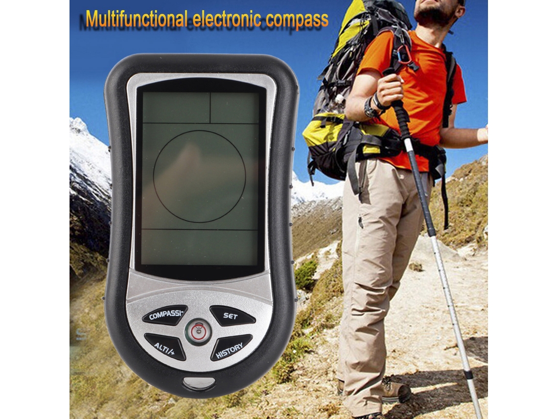 Altímetro Digital Com Barômetro E Bússola Multifuncional Preto Para Hiking Ao Ar Livre