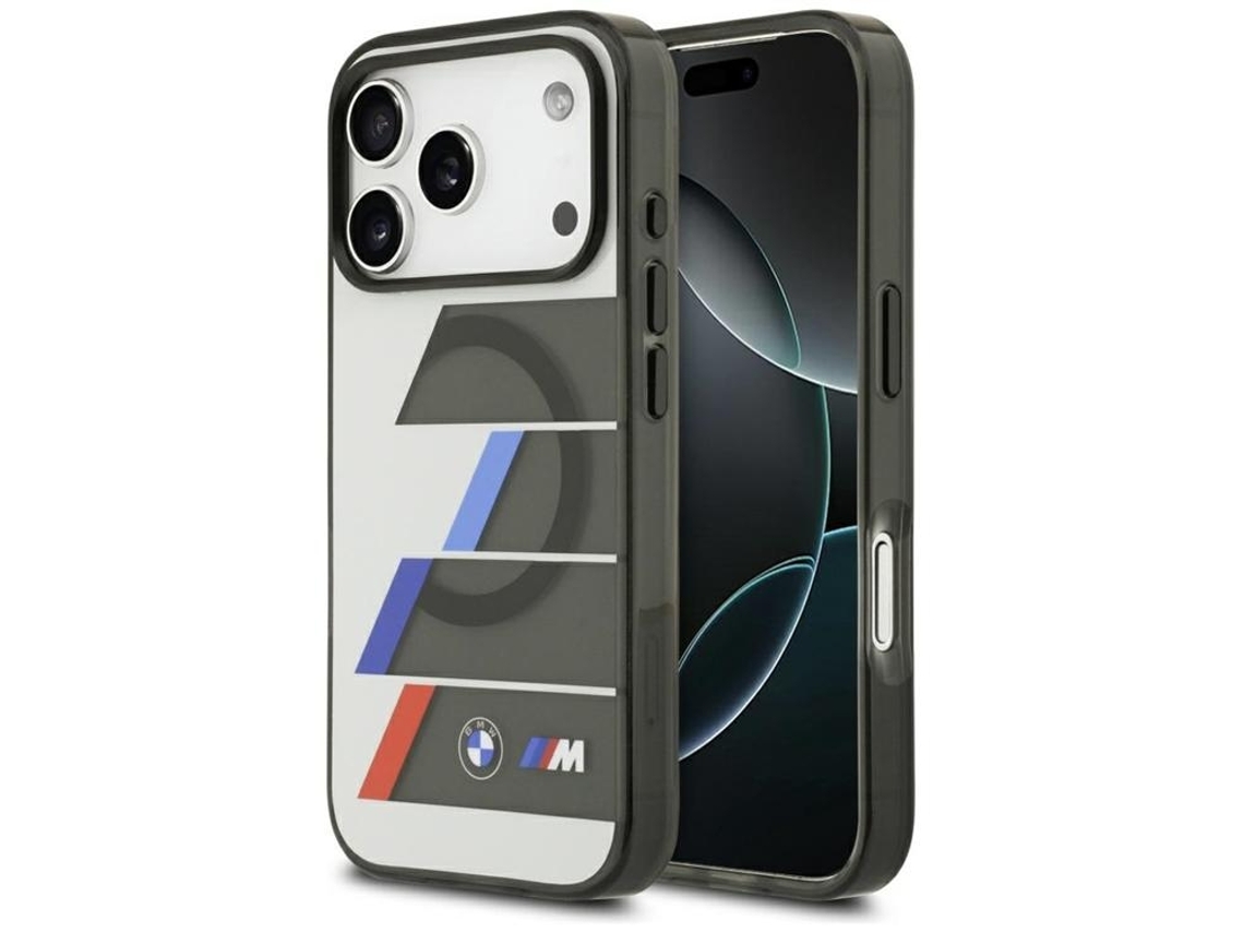 Capa Bmw Mobile Para Iphone 17 Pro Magsafe Com Linhas Tricolores Em Metal - Antracite