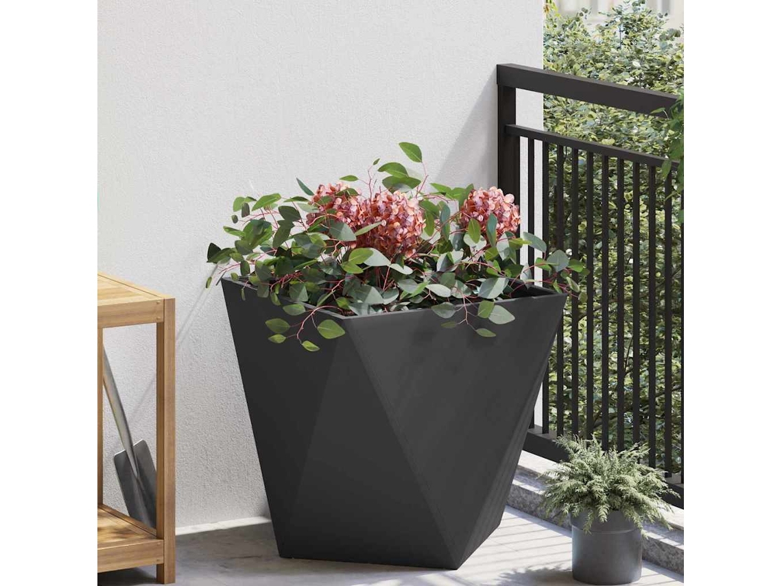 Vidaxl Floreira Preto 50 X 50 X 50 Cm Aço
