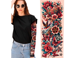 Manga de tatuagem multicolorida adulta