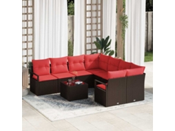 Vidaxl Conjunto De Sofás 9 Unid. 8-número De Lugares Marrom E Vermelho