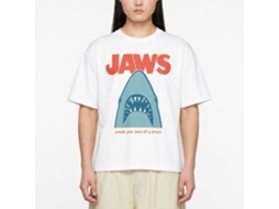 Rockinstone Jaws Movie Minimal Smile Sob White Adult T-shirt Size:xxxl