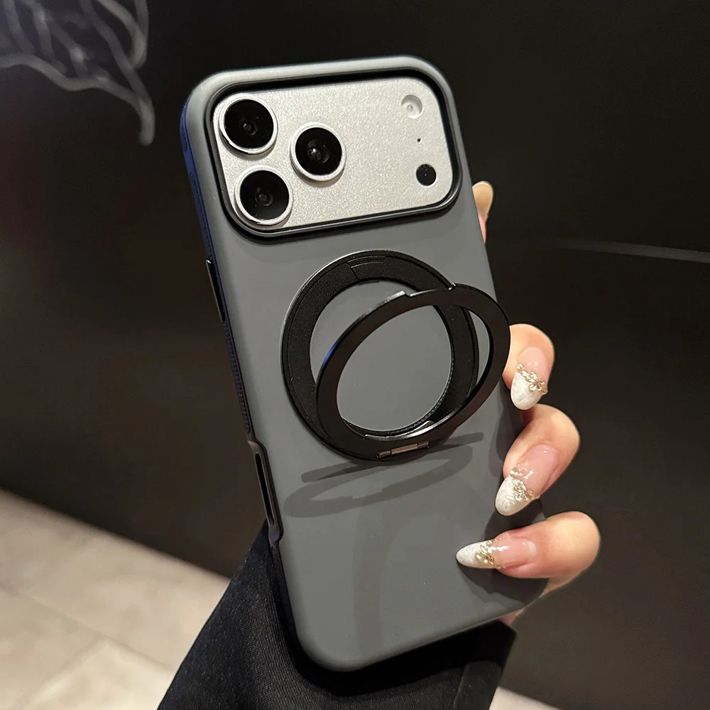Capa Para Iphone 16 Plus Preta Com Suporte Magsafe E Rotação De 360°