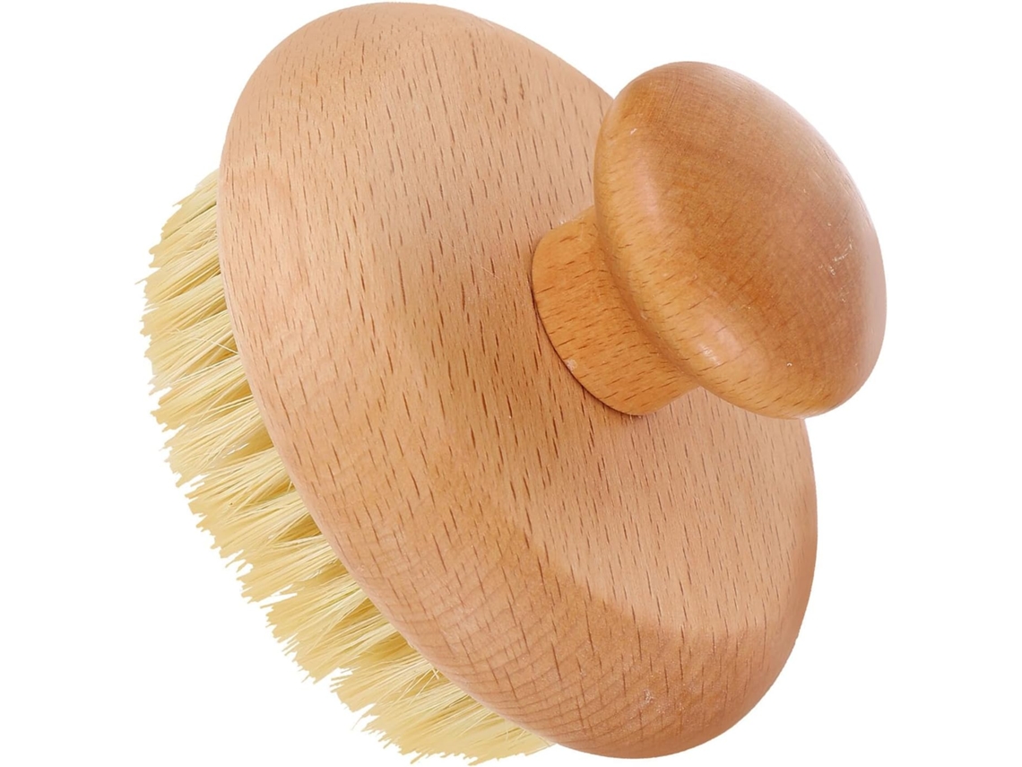 Escova De Banho Esfoliante Redonda Tehaux, Escova Seca Leve E Compacta Com Cerdas Macias Para Esfoliação Massagem, Uso