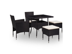 Pcs Conjunto Jantar P/ Exterior Vime Pe E Vidro Preto Dkd Home Decor
