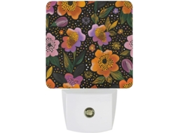 Luminárias De Parede Com Plugue, Padrão Floral Repetitivo, Luzes Noturnas De Led Com Sensor Luz, Luz Branca Quente Suave