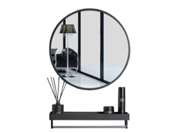 Espelho Com Prateleira 70cm Preto Leobert