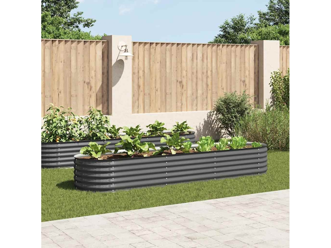 Vidaxl Canteiro Elevado De Jardim Aço Galvanizado 320x80x44cm Cinzento